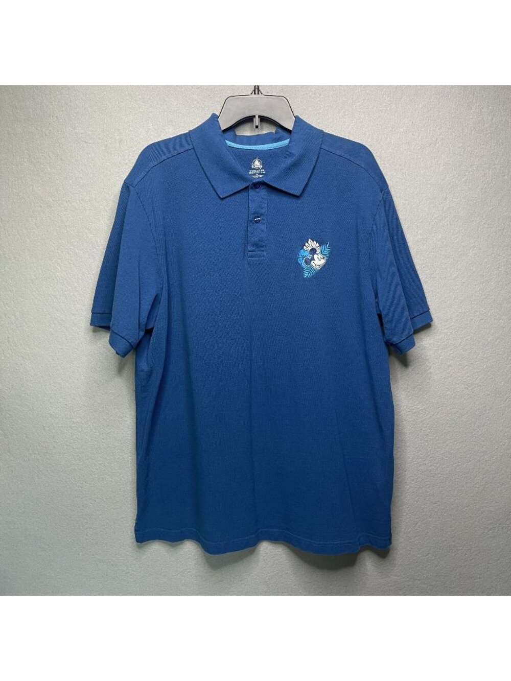 Disney Blue Polo Shirt With Mickey Mouse Embroidery Mens XL